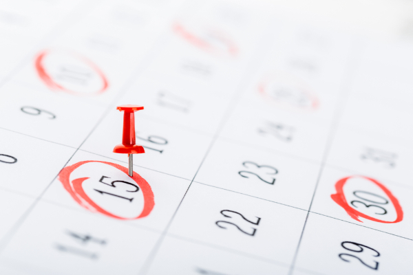 2020 calendar page marked with an important date in red pin. timeline, time, concept, idea, management, background